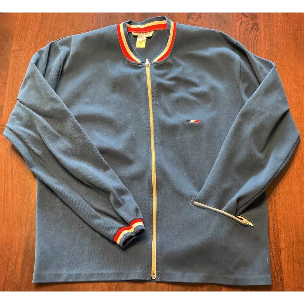 VIntage 70s Izod by Odlo Norway Tennis Jacket Size Large USA Blue Zip